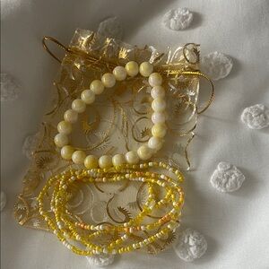 Yellow Beaded Bracelet Set